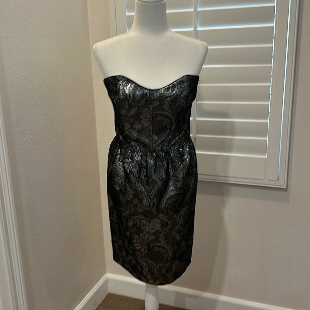 French Connection Straplesss Metallic Grey Dress (Size 10)